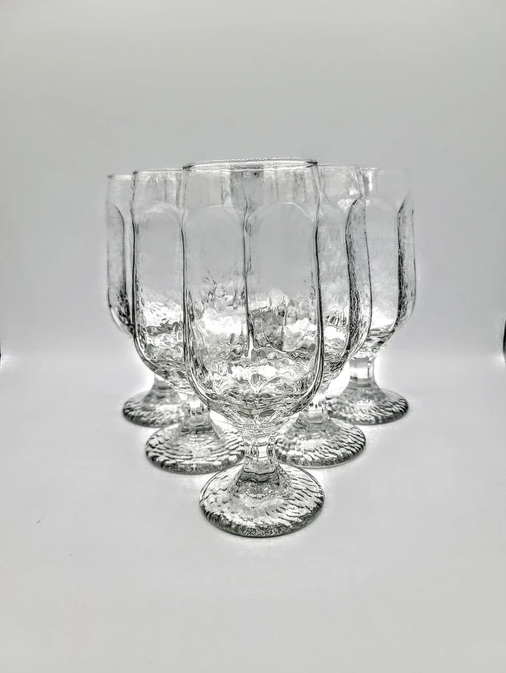 Libbey Chivalry Clear Water Beer Glasses Set of 6 Textured Pressed Glass 12 Oz